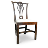 George III Elm and Oak Side Chair with Pierced Splatback in Original Paint