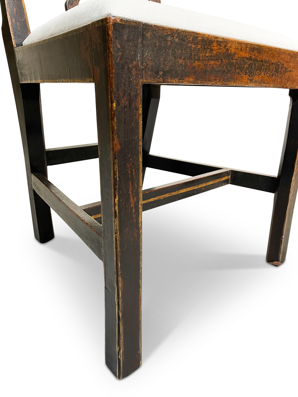 George III Elm and Oak Side Chair with Pierced Splatback in Original Paint