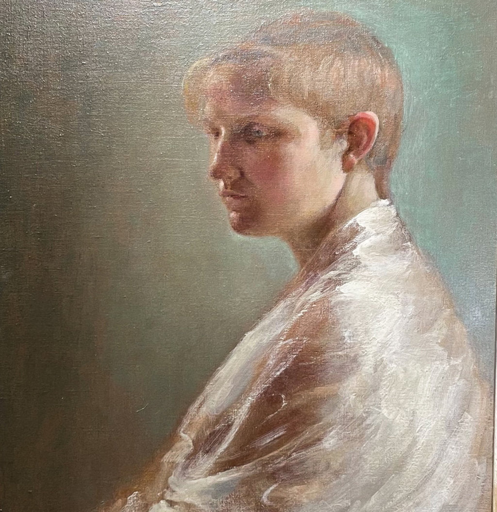 Oil on Canvas Portrait entitled 'Distant Thoughts'