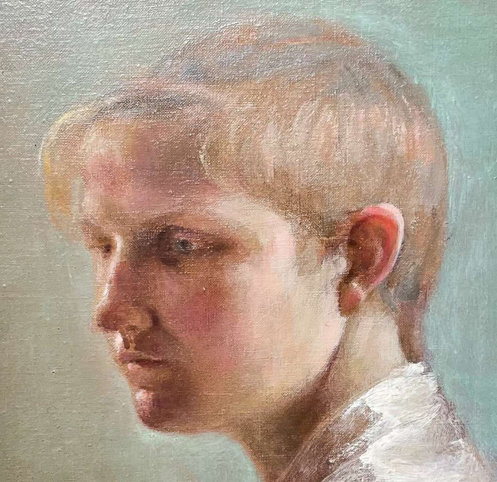Oil on Canvas Portrait entitled 'Distant Thoughts'