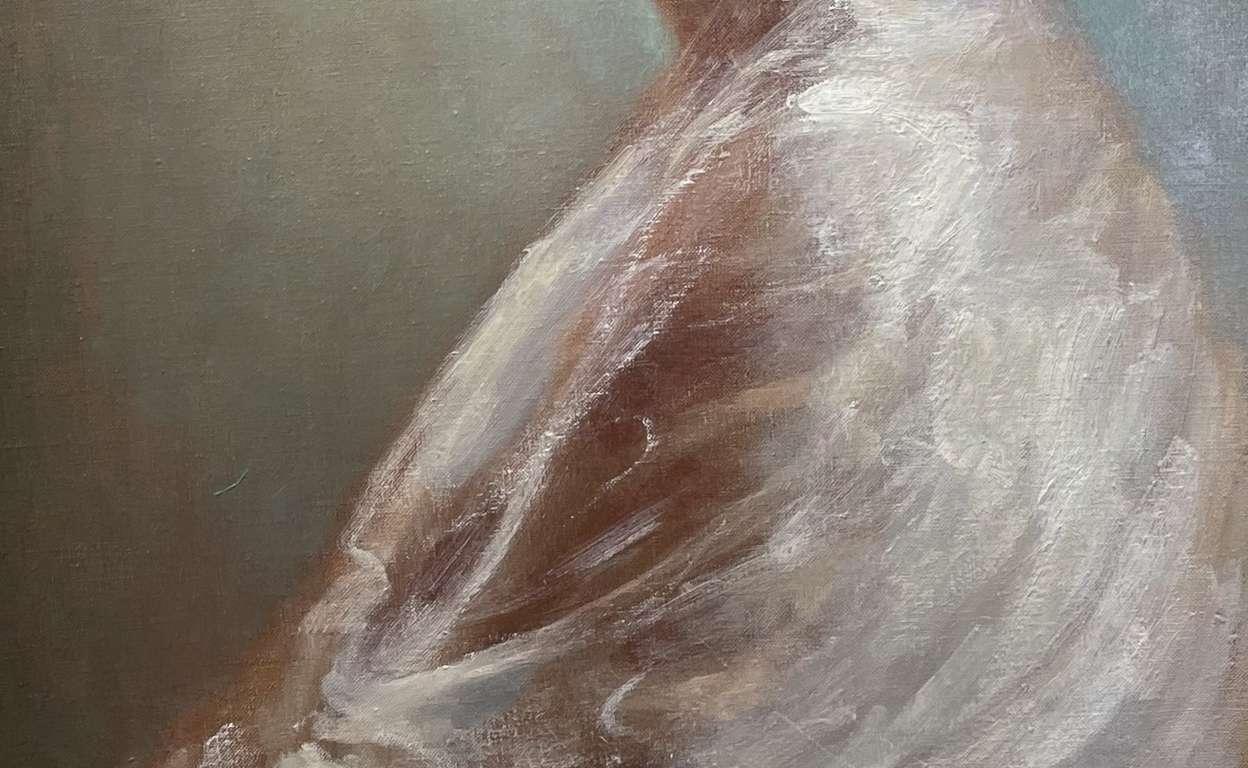 Oil on Canvas Portrait entitled 'Distant Thoughts'