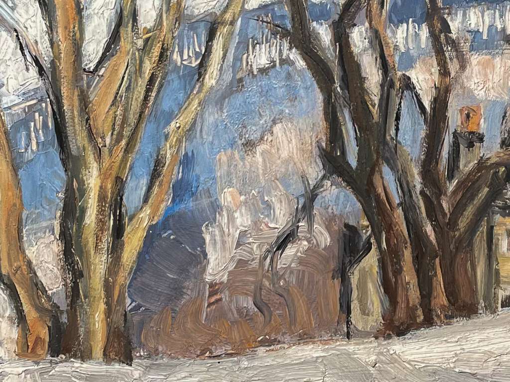 Oil on Board of a Derbyshire Cottage in Winter