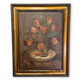 Oil on Canvas Still Life of Tulips in a Vase