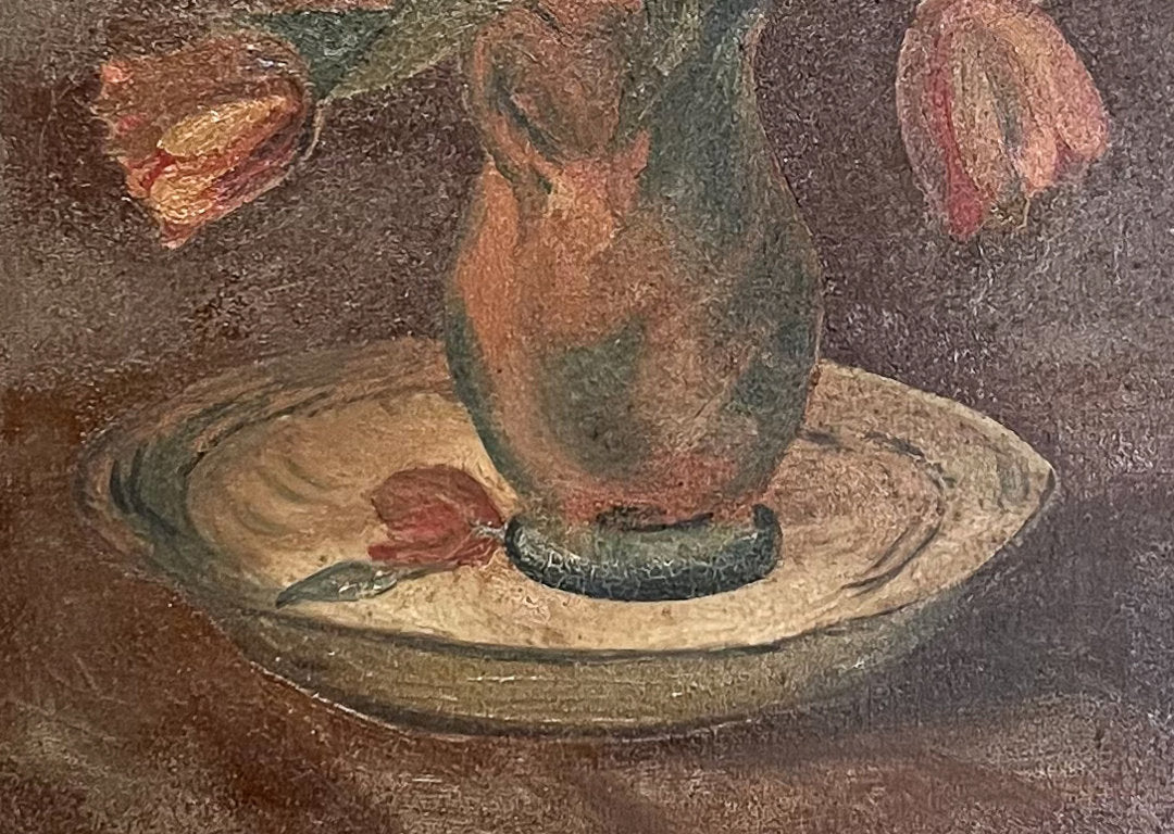 Oil on Canvas Still Life of Tulips in a Vase
