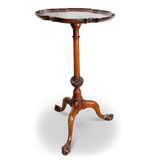Mahogany Rounded Hexagonal Scallop Edged Tray Top Pedestal Tripod Table