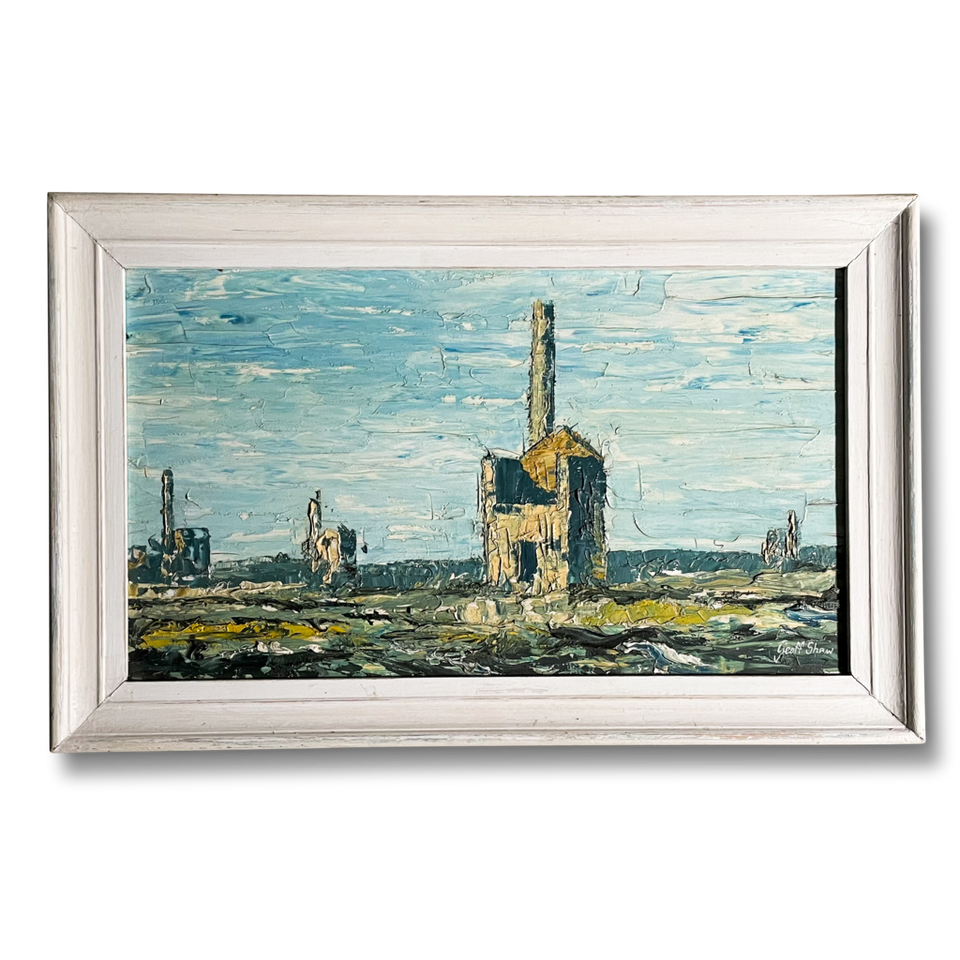 Oil on Board Landscape with Mills by Geoff Shaw