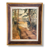 Oil on Canvas Landscape of a Country House Through a Wooded Track