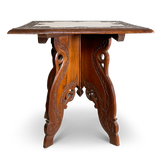 Carved Exotic Hardwood Square Topped Side Table