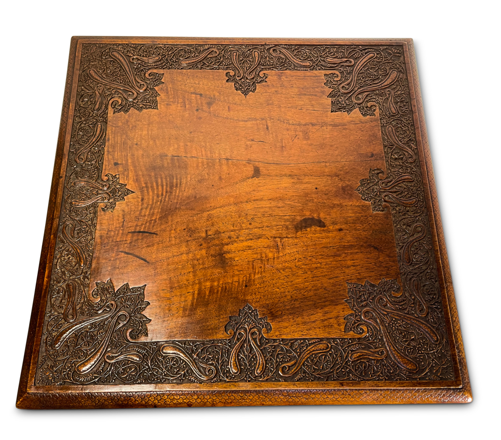 Carved Exotic Hardwood Square Topped Side Table