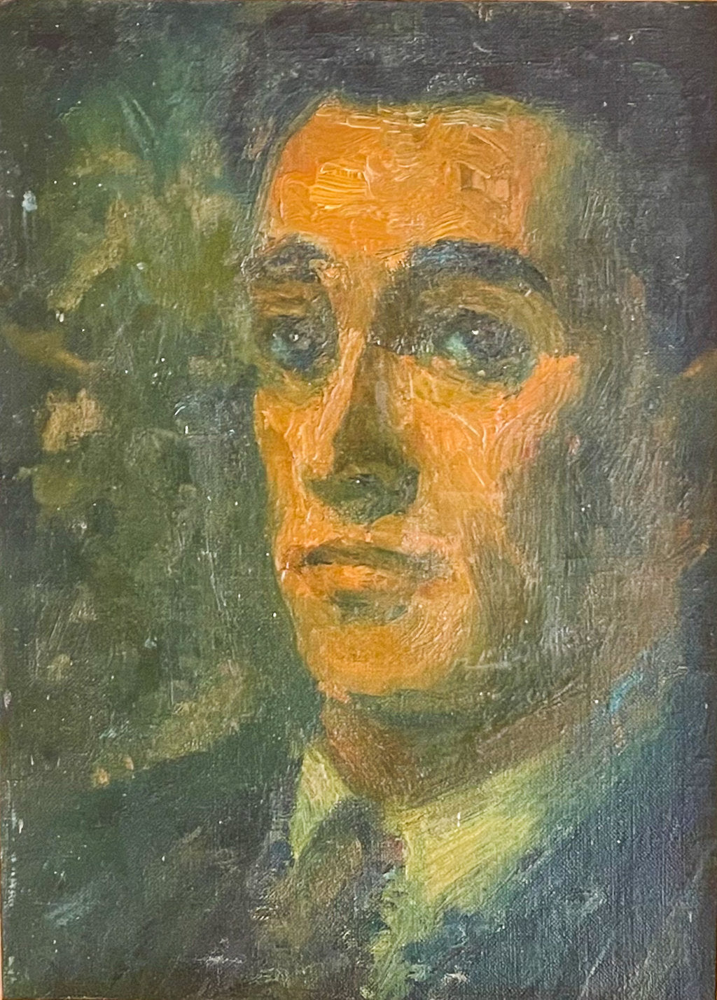 Oil on Board Portrait of a Young Male with Tie