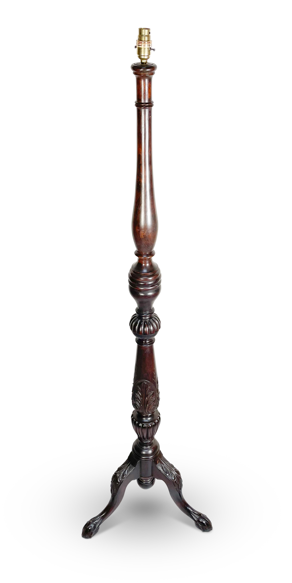 Mahogany Floor Lamp Carved with Acanthus Leaves