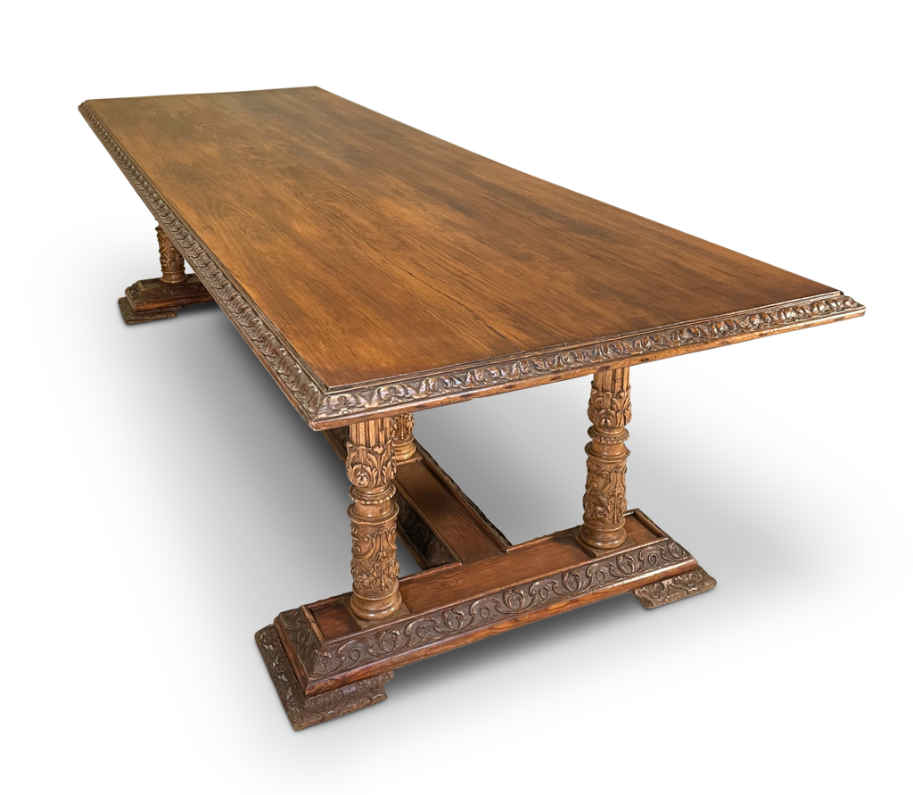 Refectory Dining Table Raised on Seven Carved Corinthian Column Legs
