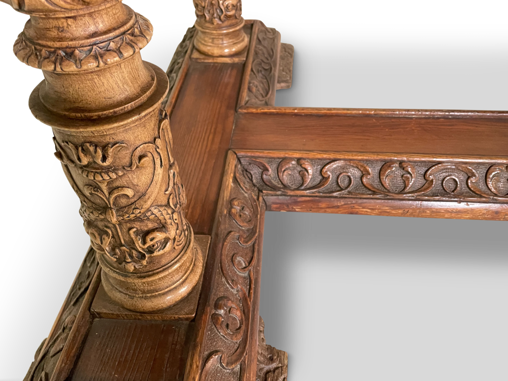Refectory Dining Table Raised on Seven Carved Corinthian Column Legs