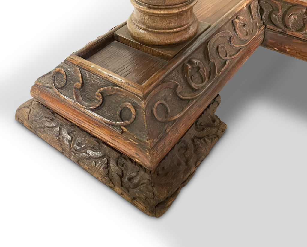 Refectory Dining Table Raised on Seven Carved Corinthian Column Legs