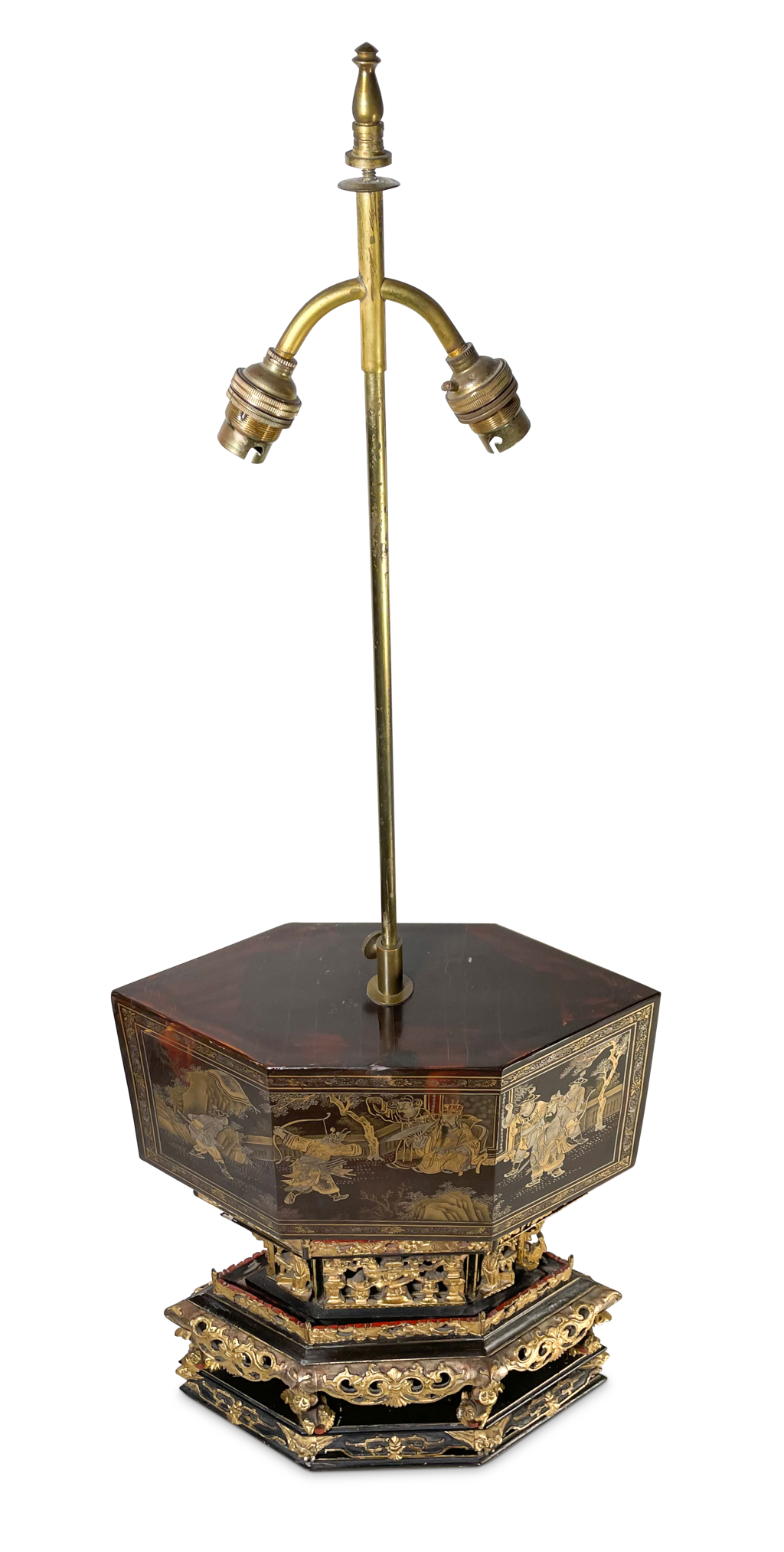 Lacquered Chinoiserie Decorated Lamp Base