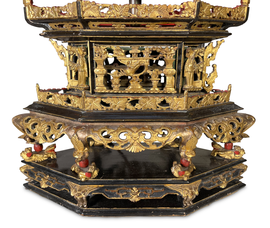 Lacquered Chinoiserie Decorated Lamp Base