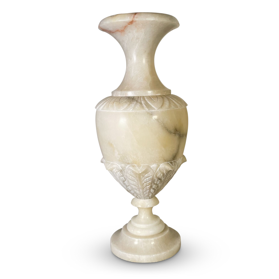 Carved Alabaster Baluster Urn Lamp Base