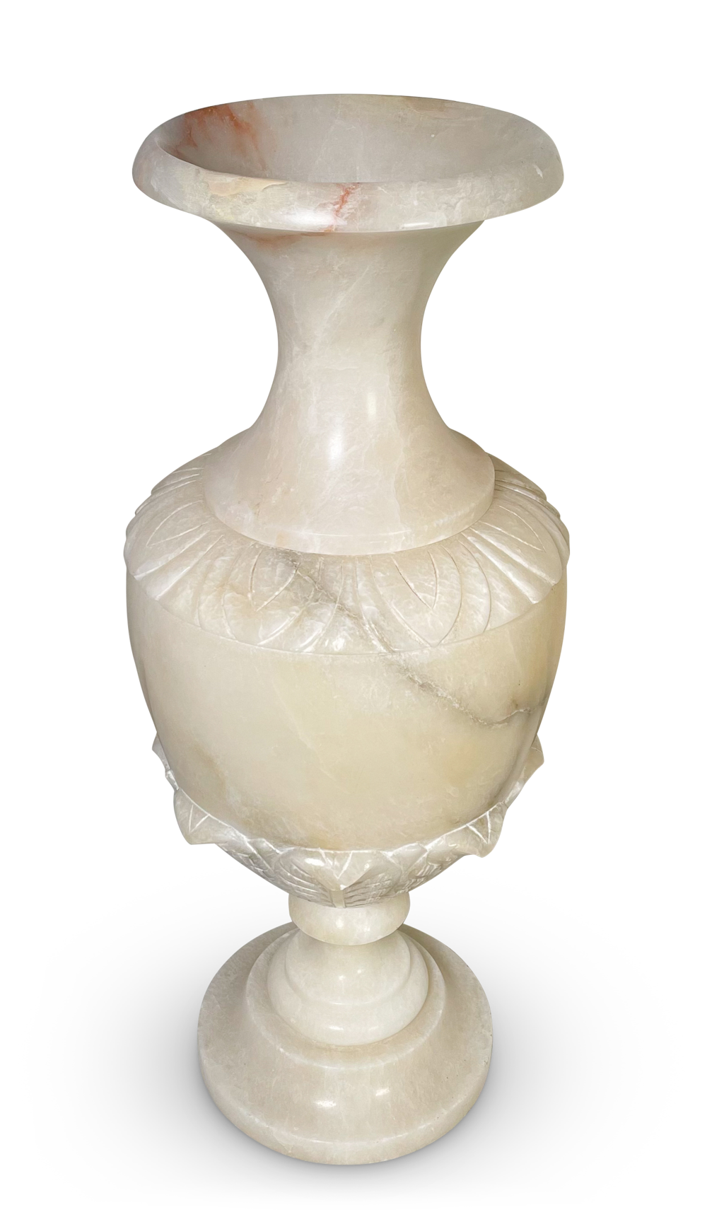 Carved Alabaster Baluster Urn Lamp Base