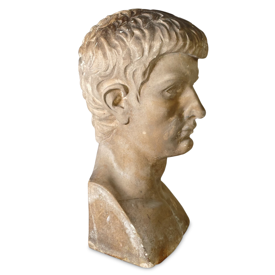 Carved Stone Romanesque Classical Bust