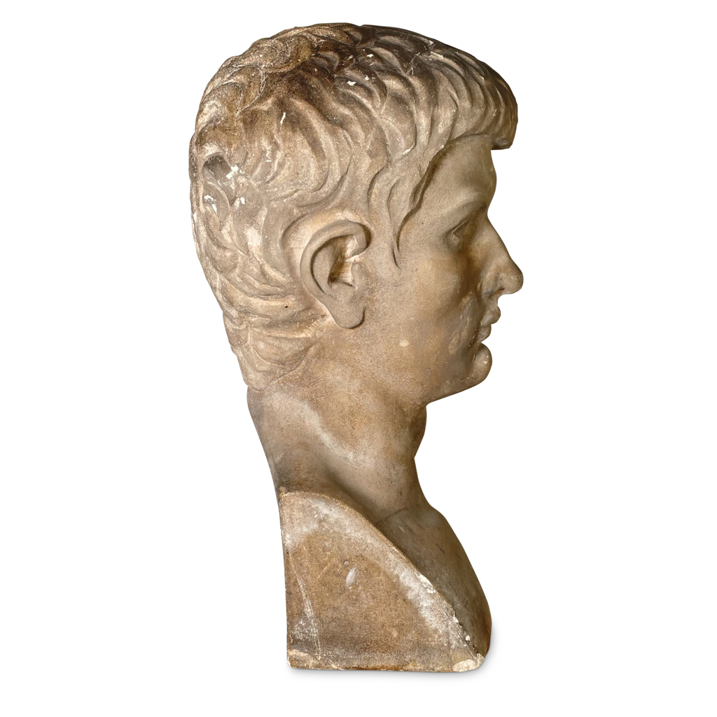 Carved Stone Romanesque Classical Bust