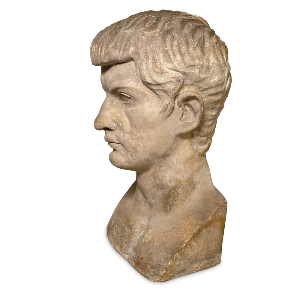 Carved Stone Romanesque Classical Bust