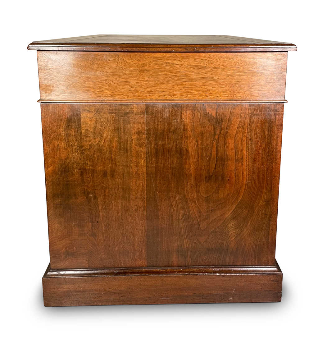 Oak Twin Pedestal Desk with Leather Top