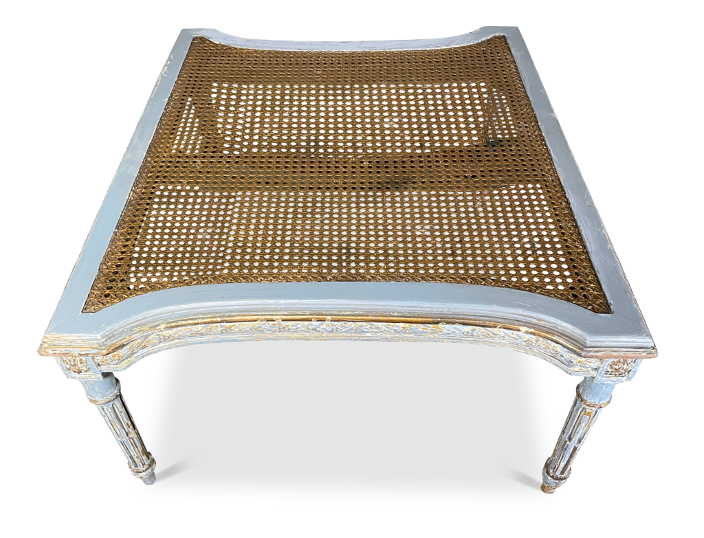 Painted Napoleon III Canework Stool from a Duchess Brisee