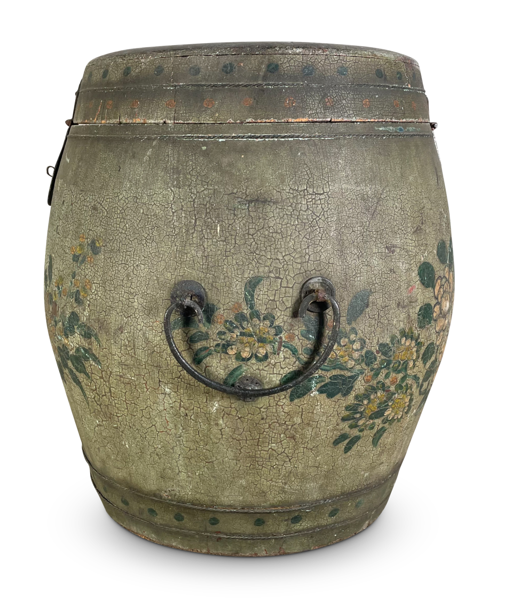 Chinese Export Painted Wooden Tea Canister