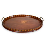 Edwardian Oval Galleried Mahogany Serving Tray
