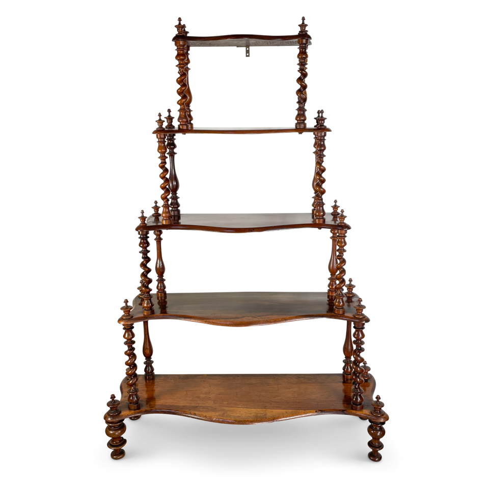 Walnut and Rosewood Five Tiered Wotnot Etagere