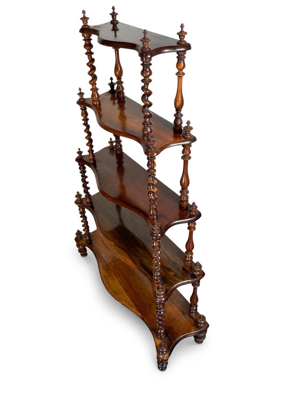 Walnut and Rosewood Five Tiered Wotnot Etagere