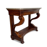 Early Napoleon III Walnut Console Table with Grey Marble Top