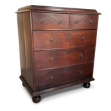 George II Oak Chest of Two over Three Drawers on Bun Feet