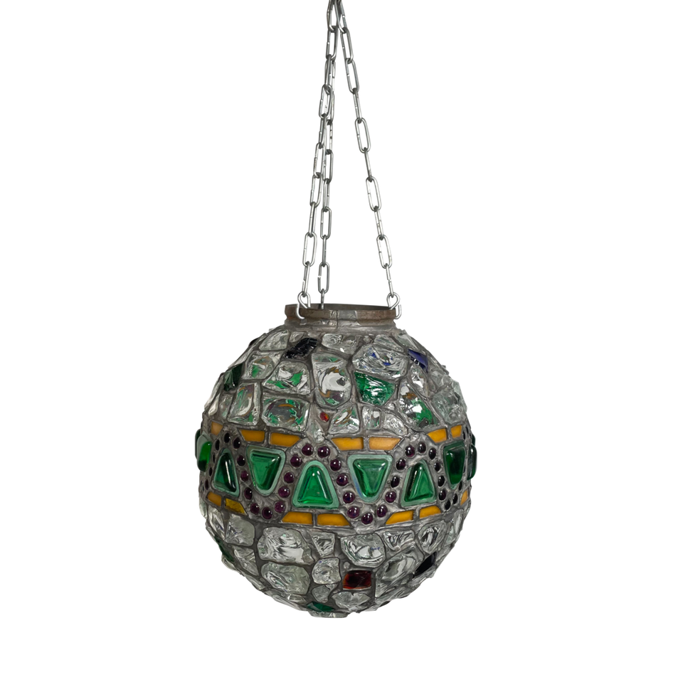 Leaded Light Glass Ball Pendant