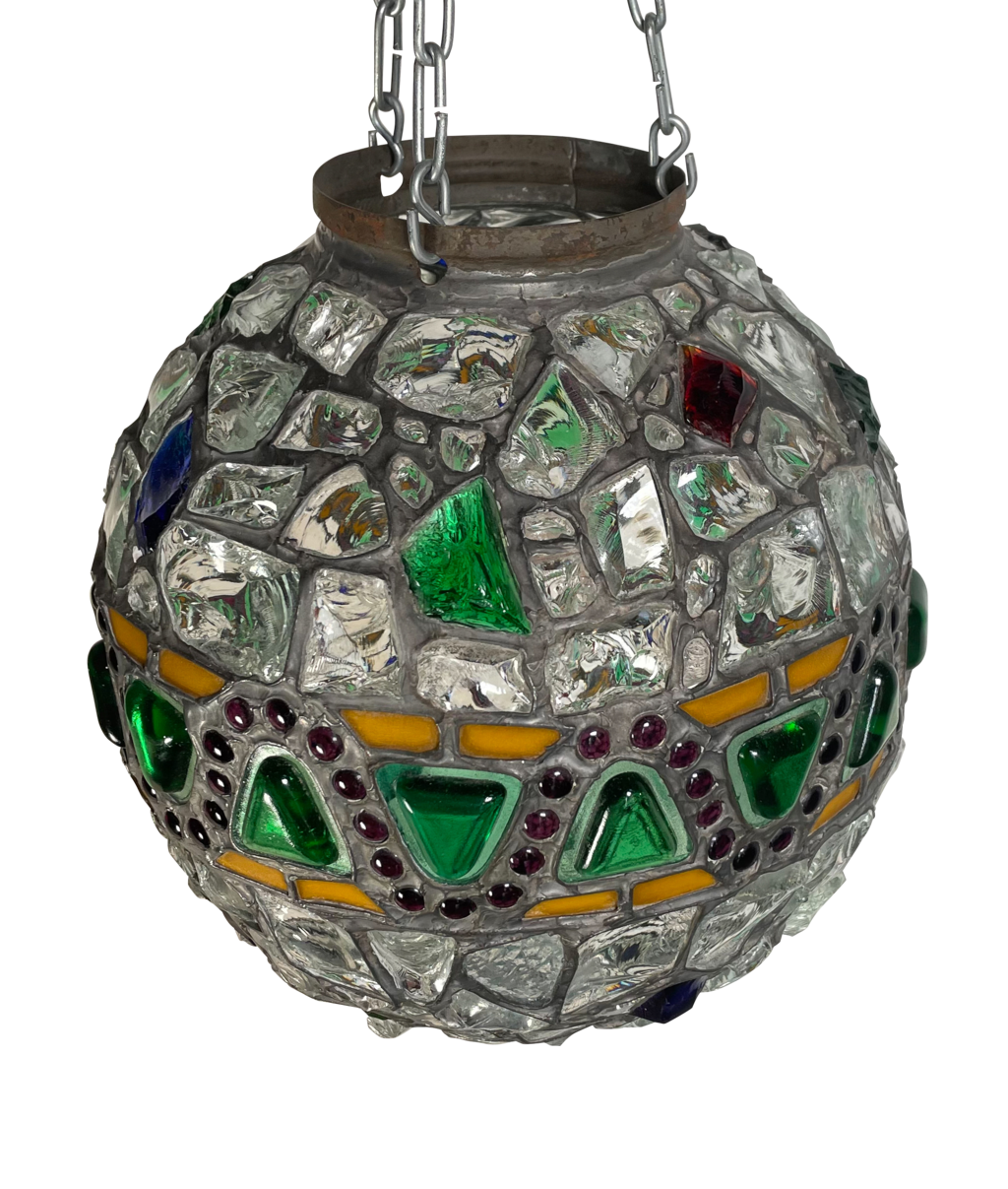 Leaded Light Glass Ball Pendant