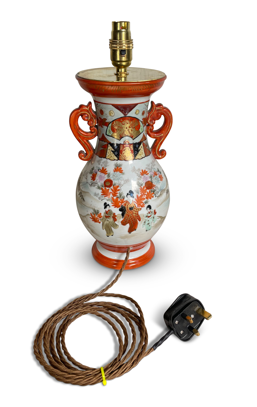 Meiji Period Kutani Ware Vase Table Lamp