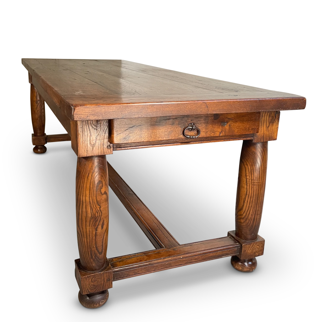 Chestnut Dining Table with Two End Drawers