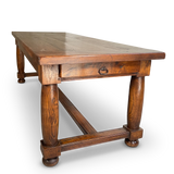 Chestnut Dining Table with Two End Drawers