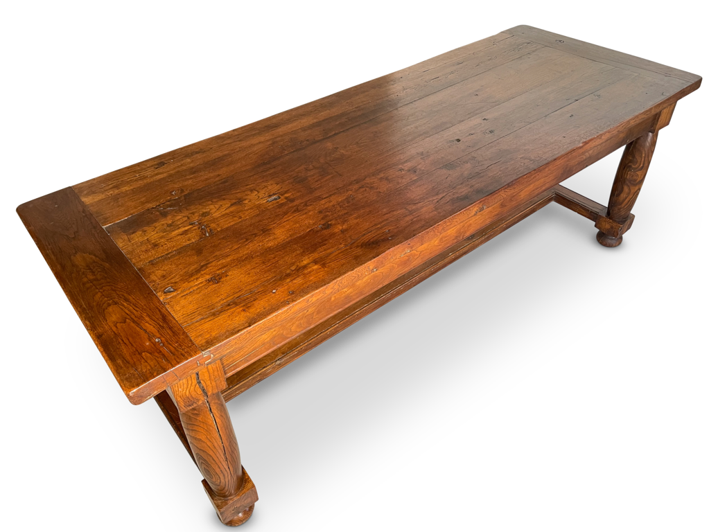 Chestnut Dining Table with Two End Drawers
