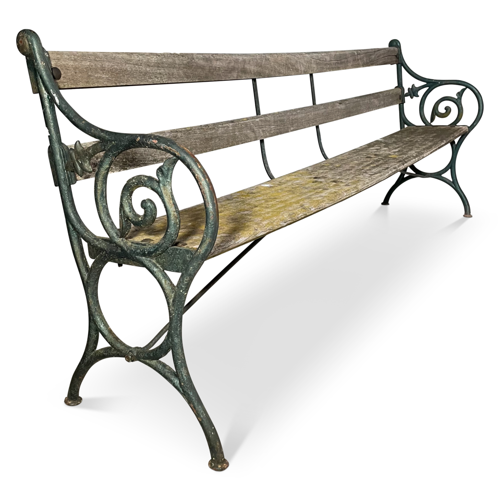 Forged Iron Ended Wooden Plank Seat Garden Bench